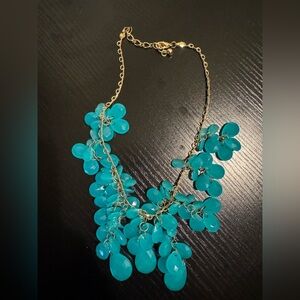 Elegant Gold and Blue Floral Necklace